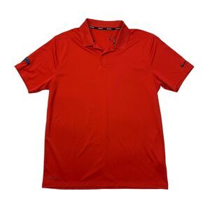 Nike Golf Shirt Mens L Large Red Moisture Wicking Performance Victory Polo